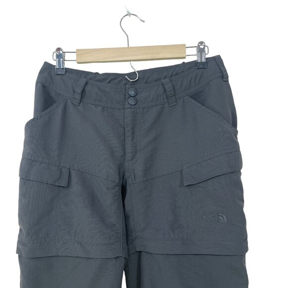 The North Face Women's Size‎ 4 Convertible Pants Gray Nylon Zip Shorts Hiking - Picture 5 of 11